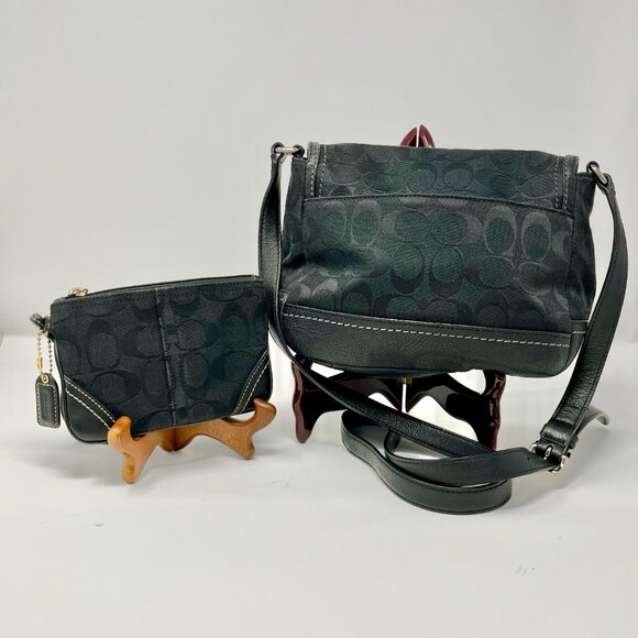 Coach  Crossbody & Wristlet Signature Fabric Leather Trim Black/black - Picture 2 of 14
